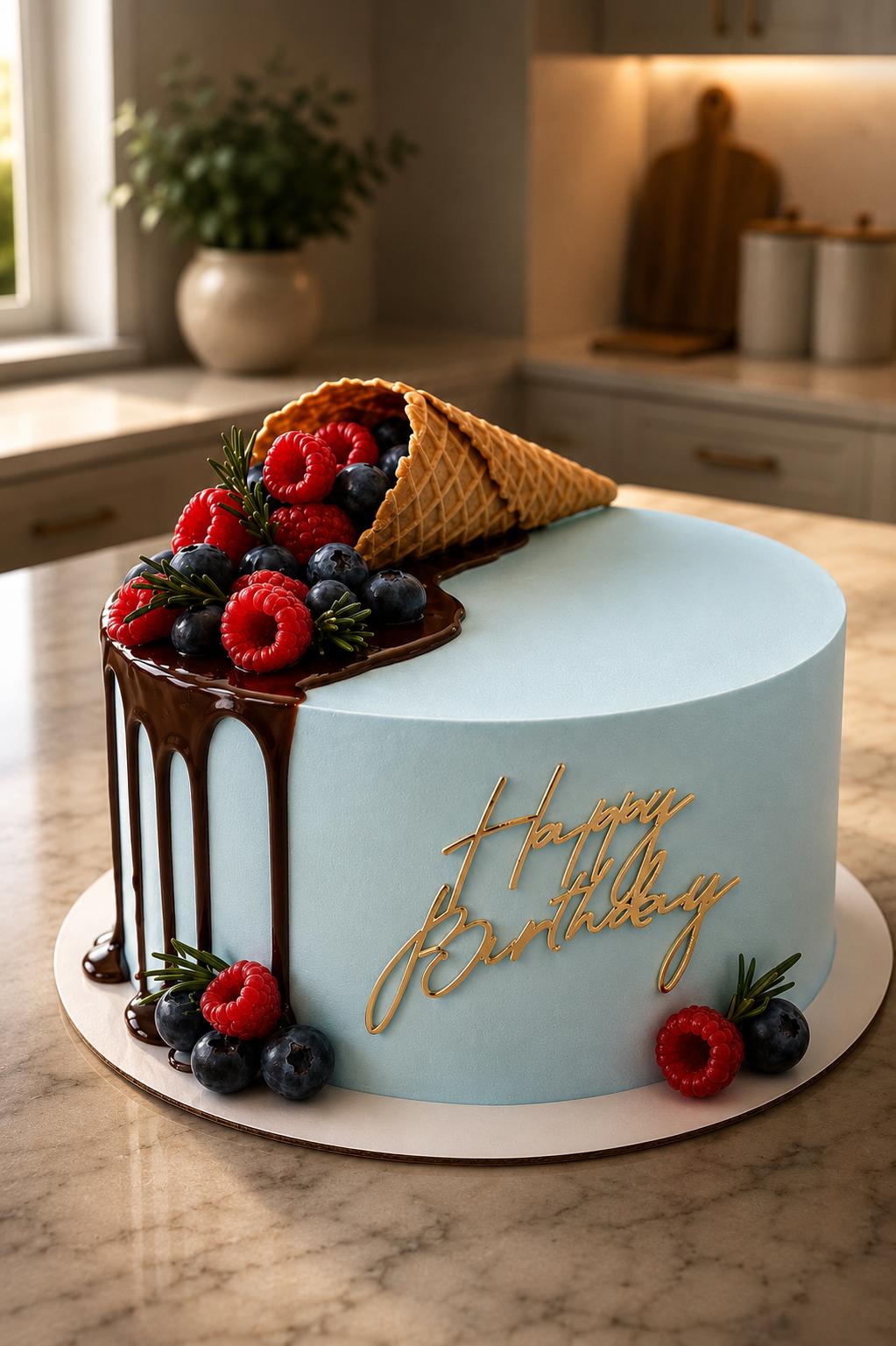 Cake Happy Birthday Azul