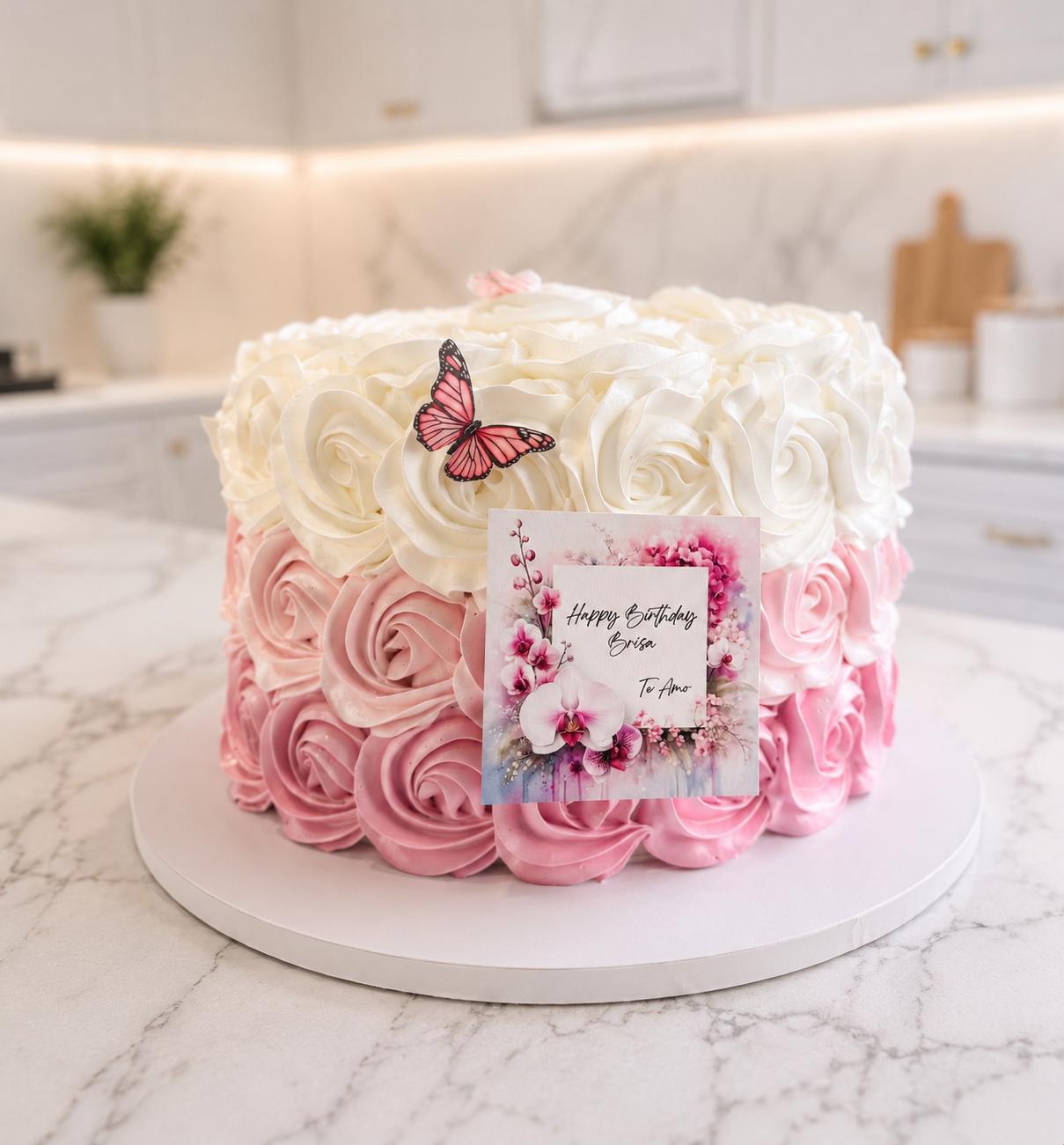 Cake Rosetas Rosa & Blanco